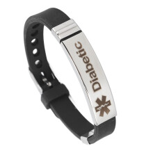 Medizinischer Alarm-Bracelet aus Silikon und Edelstahl für Diabetes, verstellbar