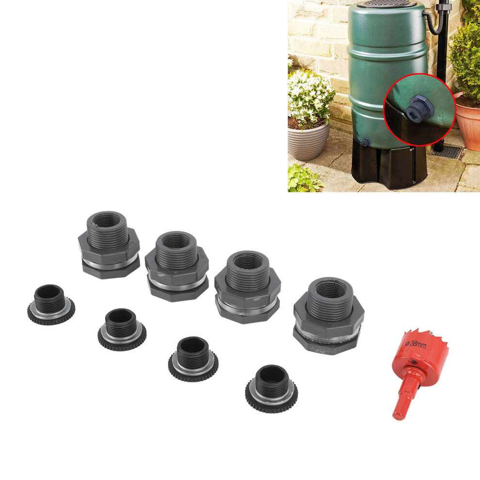 3/4 Inch Pvc Rain Barrel Bulkhead Fitting Kit With Plugs And Hole Saw Tool 6901377464492