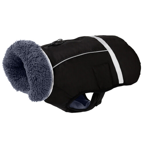 Fleece Turtleneck Dog Jackets Soft Winter Coat Cold-Black S
