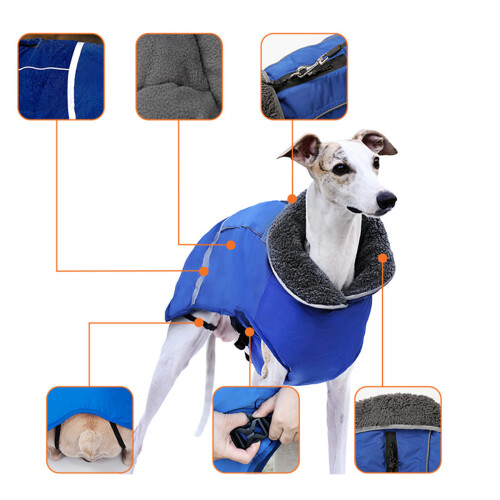 Fleece Turtleneck Dog Jackets Soft Winter Coat Cold-Blue M 2