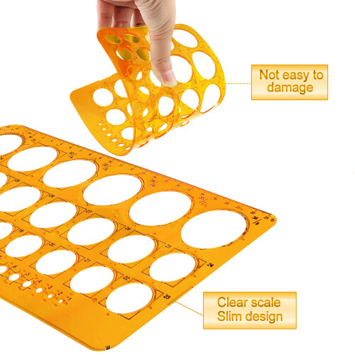 Math Stencil Rulers, Transparent Orange For Precise Measurements, Flat Design For Convenient Storage, Suitable For Various Professions Including 2