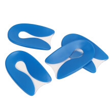 2 paires de coussinets en gel en forme de U pour talons, antidérapants, absorbent les chocs, transparents bleus