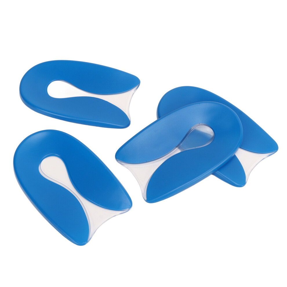 2 Pairs Gel U-Shaped Heel Pads Silicone Slip-Resistant Shock Absorbers Blue