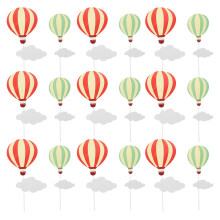 20Paare Geburtstagsdeko Cake Topper Mit Und Heißluftballon