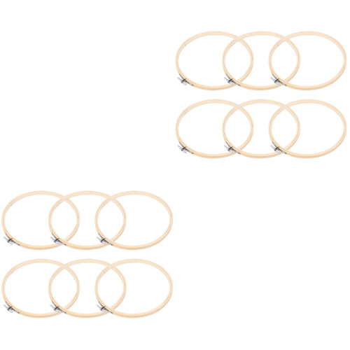 12Stk DIY Stickset, Bambusrahmen Khaki, Rund, Mit 2
