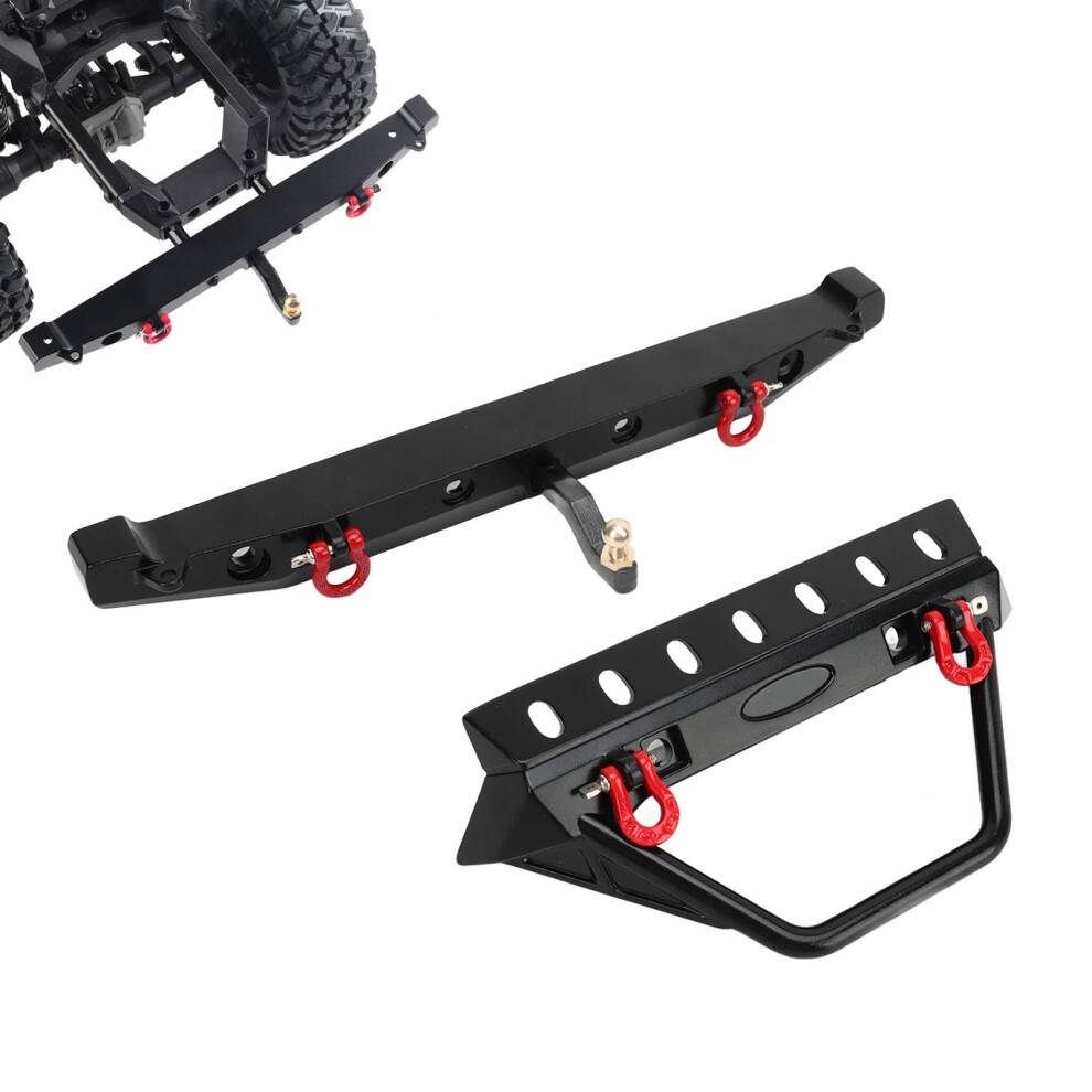 Rc Crawler Bumper Set With Led Lights, Winch Mount, Shackles For Axial Scx10 90046 90046/Axi03007/Axi03003, 5-11V Black 9481370035099