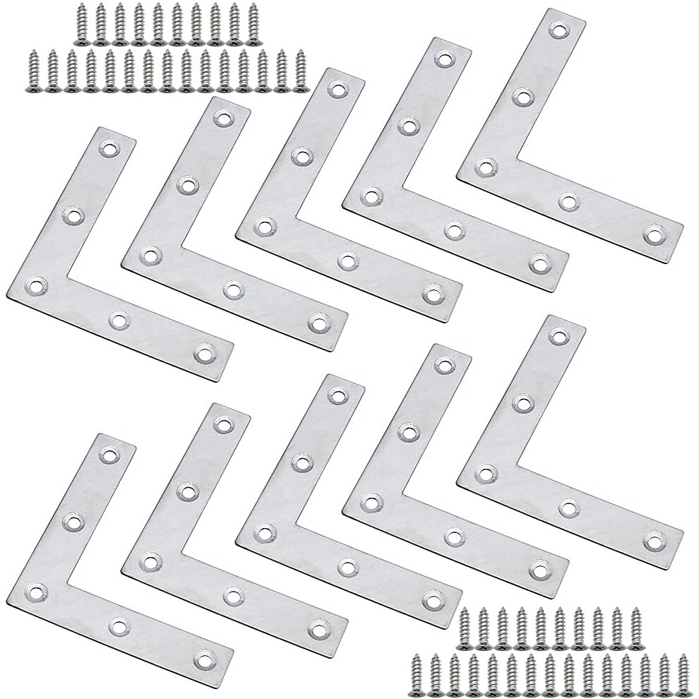 Shaped Stainless Steel Corner Brace Plates, Furniture Reinforcement Metal Fixing Joining Bracket With Corrosion Resistance And Smooth Edge, Easy 9173940258365