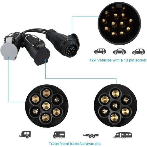 High-Quality Trailer Light Converter, ABS Plastic & Galvanized Copper Contacts Provide Durable Performance, Easy Installation Ensures Quick Plug & 2