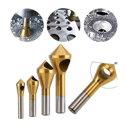 Chamfering Drill Bits, Titanium-Plated Countersink Tool for Time-Saving Wood Metal Deburring 1