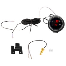 Medidor de temperatura da água para veículo, voltímetro digital LED dois em um, display com luz azul, material de alta qualidade, fácil