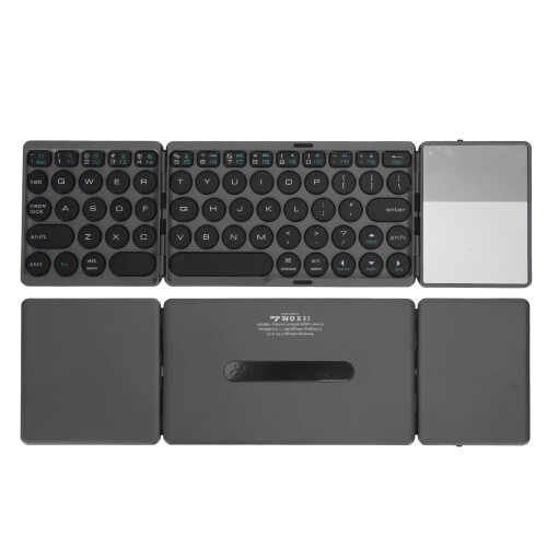 Bluetooth Foldable Keyboard with Touchpad, 64 Keys, 140mAh, Black
