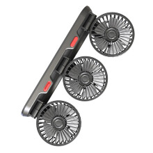 Ventilatore portatile per auto a 3 teste, rotazione a 360, 2 velocità, silenzioso, alimentato tramite USB, nero
