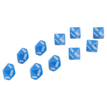 10 Stück Weiße Zahlwürfel mit 10 Seiten für Spiele und Bildung, Blau, 38g