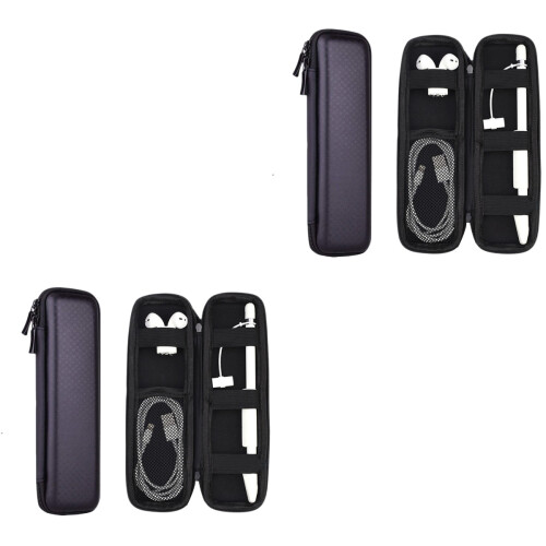 2Stk Multifunktionale Handgeschriebene Pen Case Schwarz PU Kompakt 2