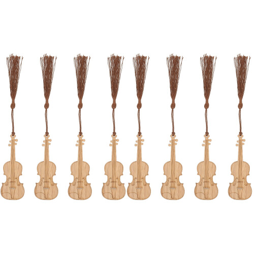 8Stk Bambus Lesezeichen Violine Form Mit Quaste Für Damen 1
