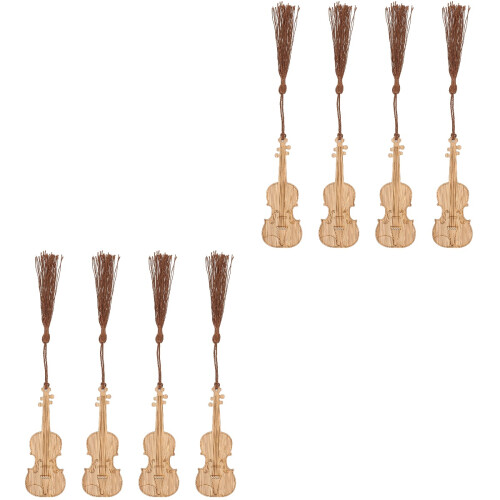 8Stk Bambus Lesezeichen Violine Form Mit Quaste Für Damen 2