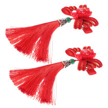 5Paare Chinesische Haarspangen Hanfu Rot Tolle Quasten Accessoires