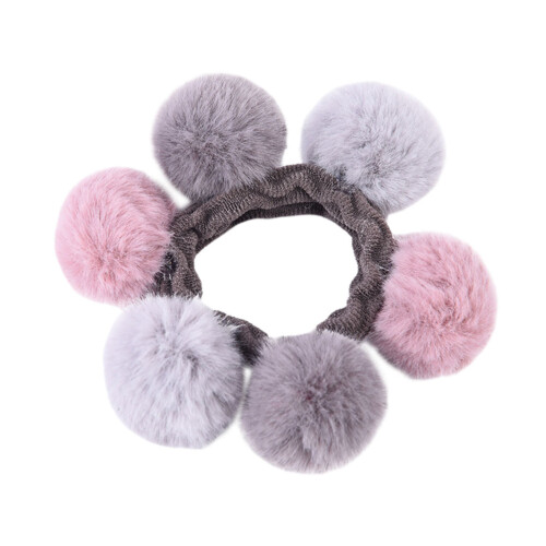 3Stk Kinderhaarbänder Elastisch Mit Plüschball Bunter Ponytail Halter