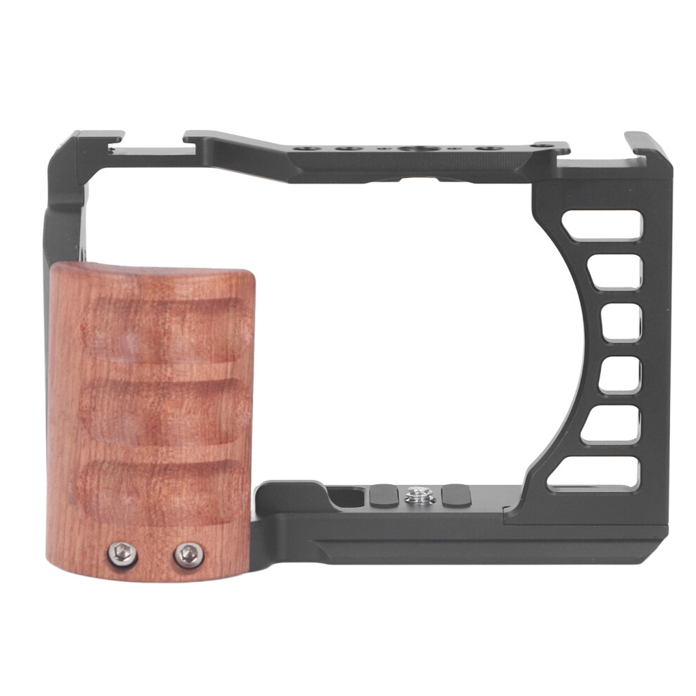 Aluminum Camera Cage For Zv E1 With Wood Handle & Cold Shoe Mount 4061381349863