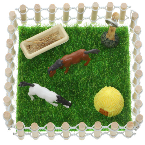 3Sets DIY Mini Paardenstal Set Plastic Voor Kinderspeelgoed 2