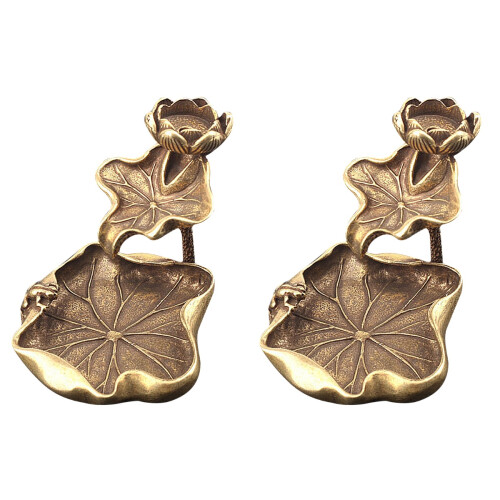 2Stk Lotusförmiger Räucherstäbchen Halter Messing Tischornament 1