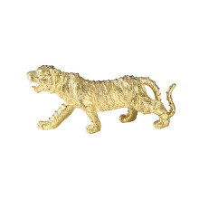 2Stk Messing Tiger Statue Realistische Goldene Desktop Figur