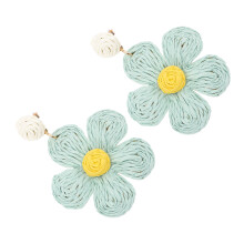 3Paare Raffia Ohrhänger Hellgrün Geflochten Hawaii Party Schmuck