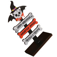 3Stk Halloween Tischornamente Holz Für Party