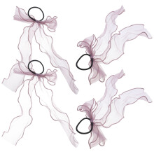 12Ud Ligas De Pelo Con Moño De Organza Morado Para Niñas Y Mujeres