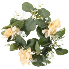 4Stk Seidenblumen-Kerzenringe Dekorativer Weihnachtskranz