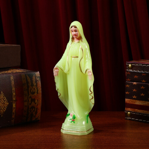 2Stk Mutter Maria Statue Kunststoff Gelb Religiöse Figur Kirche 2