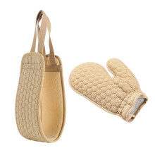 6Stk Rückenbürste Badehandschuh Lange Duschbänder Beige Komfort