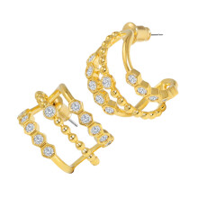4Paare Trendige Gold Creolen Mit -Design Damen Schmuck Elegant