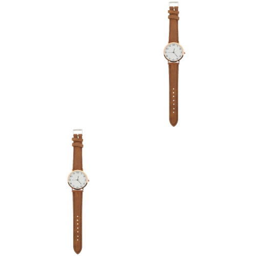 2Stk Verstellbare Braune Armbanduhr Für Freizeit Modischen 1
