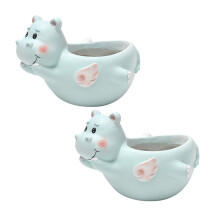 6Stk Resin Sukkulenten Cartoon Mini Pflanztopf Blau