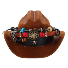 5Stk Mehrfarbige Mini Cowboy Hüte Auto Rückspiegel Schmuck Polyester