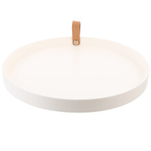5Stk Multifunktionales Rundtablett Weiß Plastik Leder Bad Accessoires