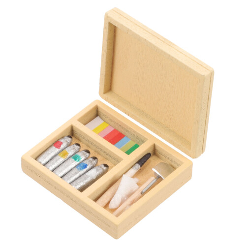 5Jgo Mini Cajas De Pintura Para Casa De Muñecas Material Madera 1