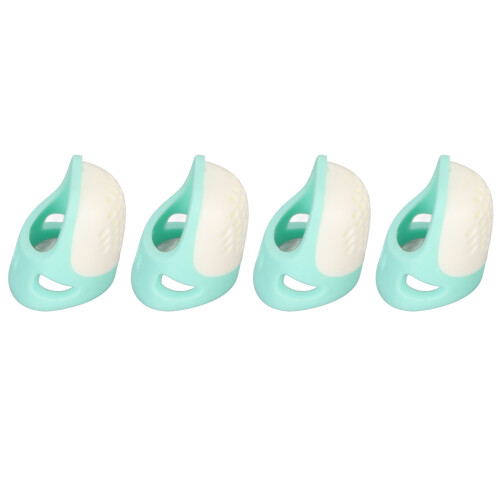 Durable Silicone Fingerstall 4-Pack Green White for Safe Needlework