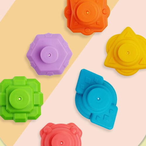 Set di Gioco Forma di Bebè, 6 Blocchi di Plastica Colorati, Altezza 11cm 2