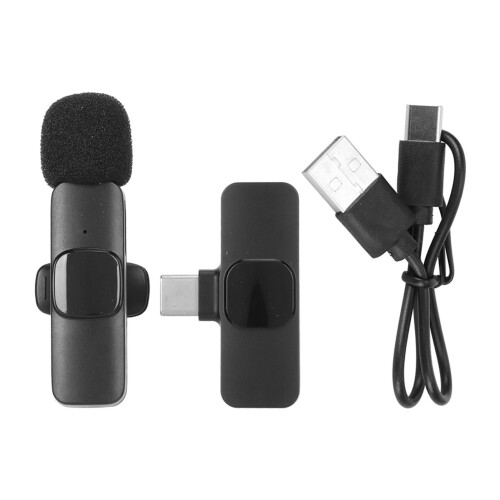 Microfono Lavalier Wireless USB-C, Rumore Canceling, Batteria da 80mAh, Utilizzo di 7 Ore 1