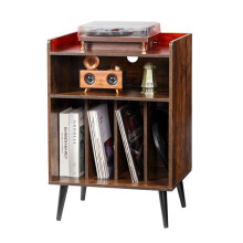 Mobile per Vinili - DUOKU - 3 Livelli - Supporto con Luce LED - Capacità 150 Album - Marrone