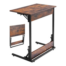 Mesa de Apoio Dobrável - DUOKU - C250153C-01 - Metálica - Pés Ajustáveis - Marrom