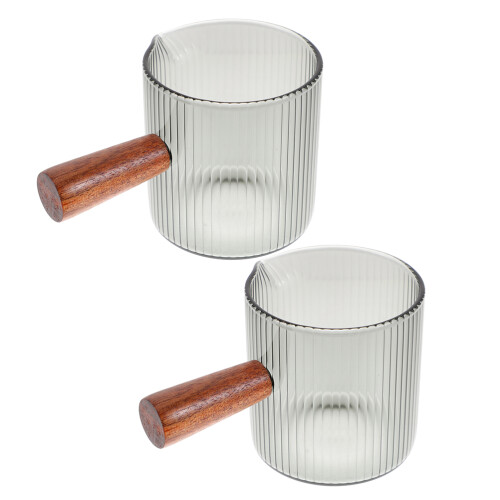 4Ud Jarras De Vidrio Y Madera Multiuso Para Leche, Té Y Cremas 2
