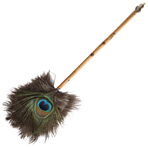 2Ud Limpieza Hogar Mango Bambú Con Plumas Decorativas 2