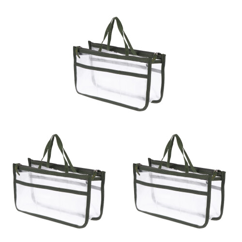 3Ud Bolsa Maquillaje Mujer Verde Transparente Con Cierre Práctico PVC 1