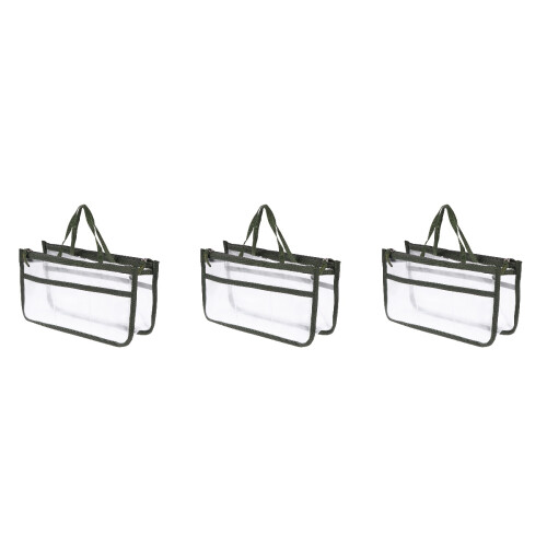 3Ud Bolsa Maquillaje Mujer Verde Transparente Con Cierre Práctico PVC 2
