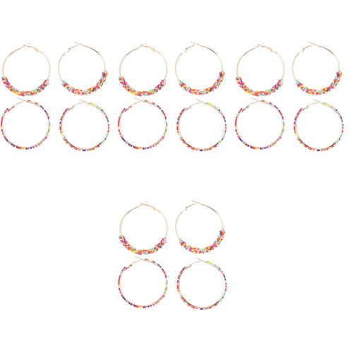 8Pares Pendientes Redondos Multicolor Para Decoración Y Moda 2