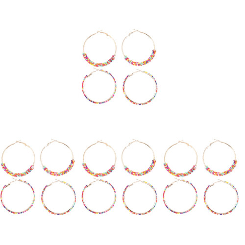 8Pares Pendientes Redondos Multicolor Para Decoración Y Moda 1