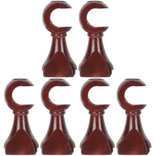 6Pièces Attache Tringle À Bois Facile À Installer Marron 2